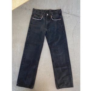 Levis 550 black denim jeans, hand embroidered